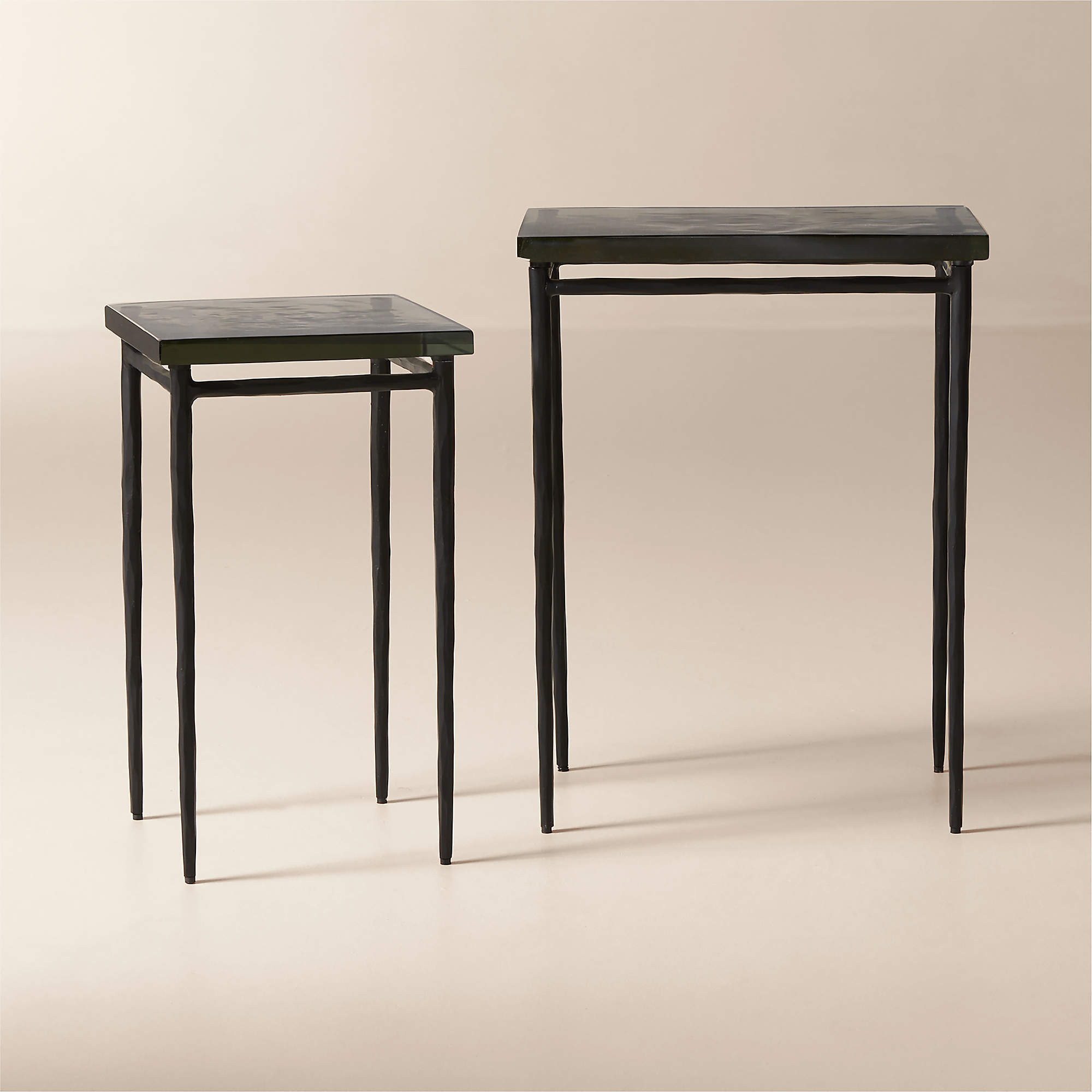 Nari 2-Piece Cast Glass and Brass Side Table Set + Reviews | CB2 | CB2