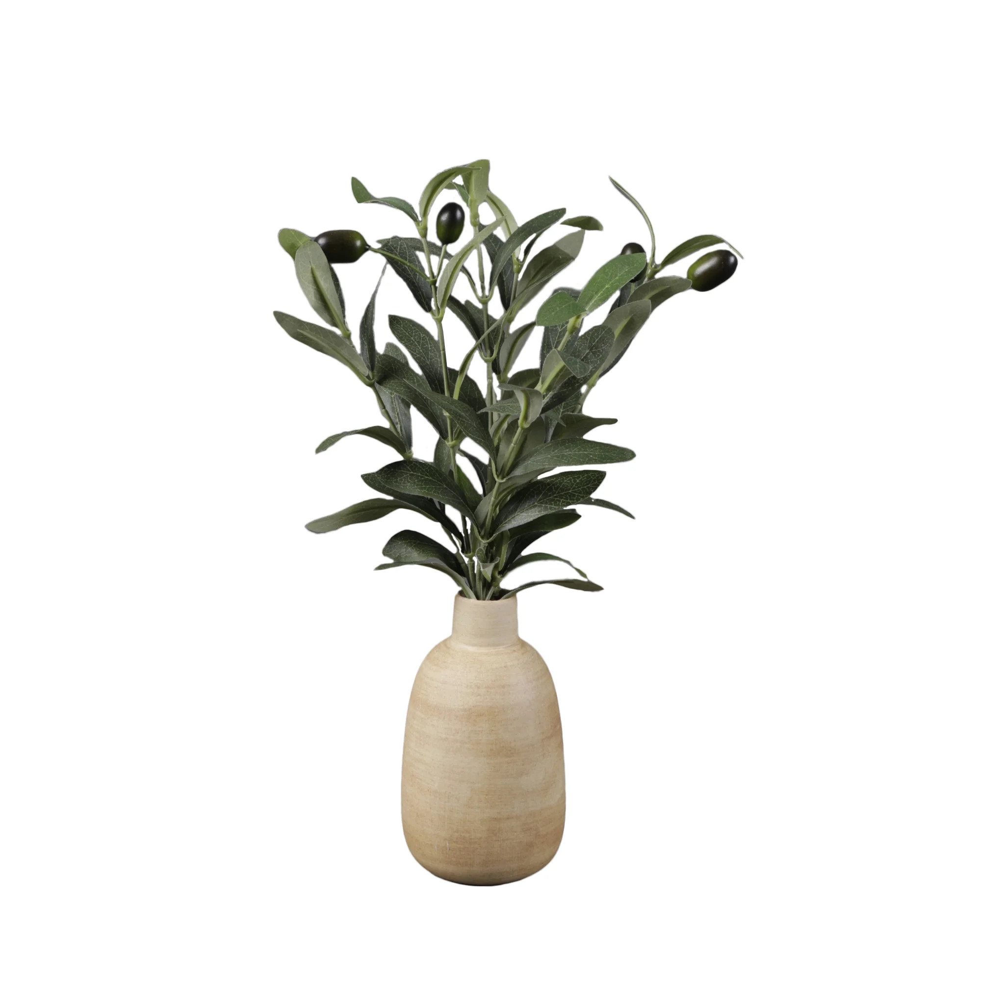 Mainstays 15” Artificial Olive in Wood Finish Ceramic Vase Made for Tabletops – 1.1 lbs | Walmart (US)