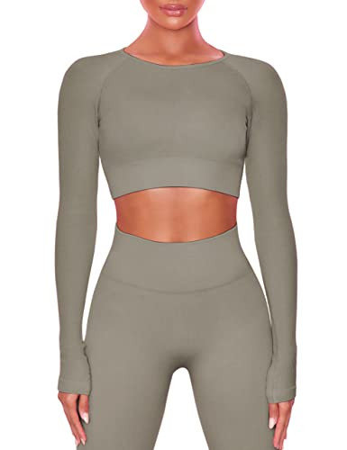 Amazon.com: Buttergene Women Workout Sets 2 Pieces Long Sleeve Yoga Outfits Gym Clothes Seamless ... | Amazon (US)