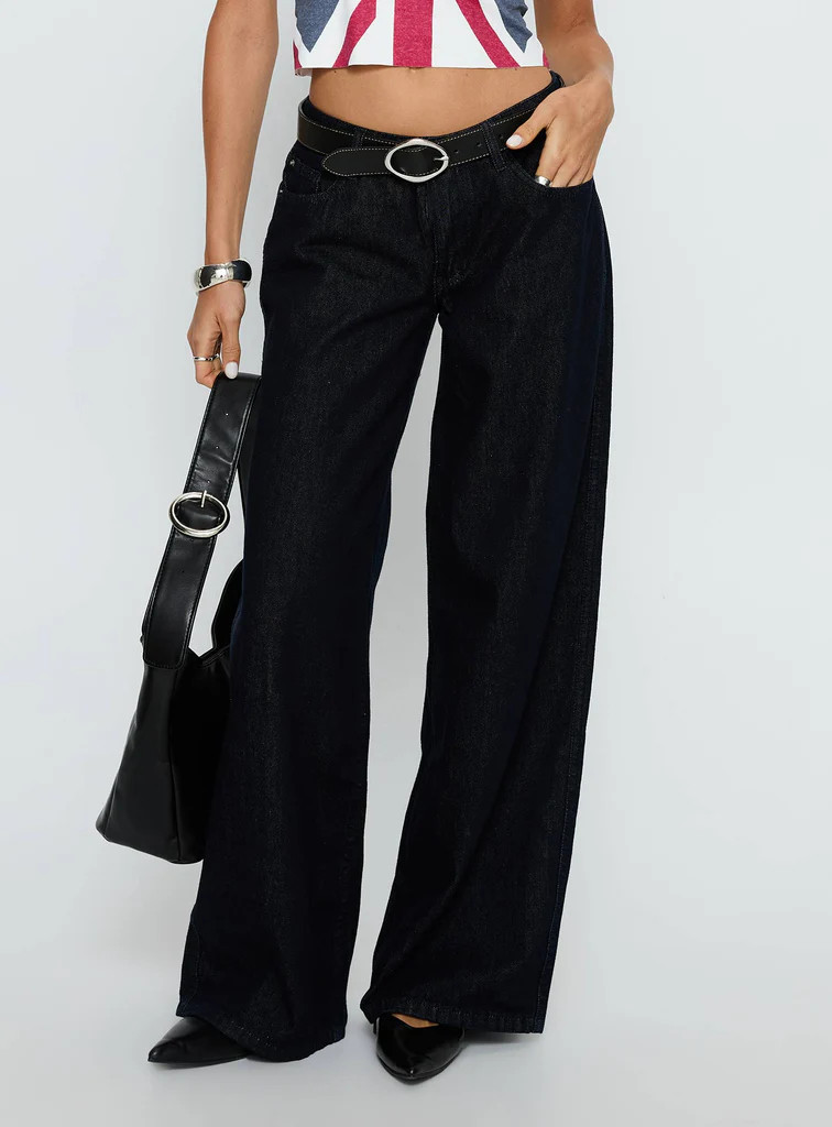 Ramos Low Rise Wide Leg Jeans Raw Indigo Blue | Princess Polly US