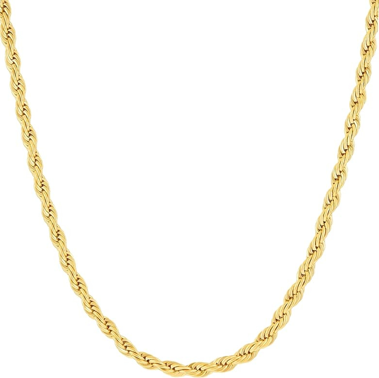 LIFETIME JEWELRY 24k Real Gold Plated 3mm Gold Rope Chain for Men & Women Diamond Cut Gold Chain ... | Amazon (US)