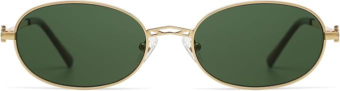 Retro Small Oval Sunglasses for Women Men Rectangle Metal Sun Glasses Classic Sunnies AP3662 | Amazon (US)