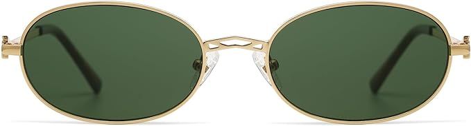 Retro Small Oval Sunglasses for Women Men Rectangle Metal Sun Glasses Classic Sunnies AP3662 | Amazon (US)