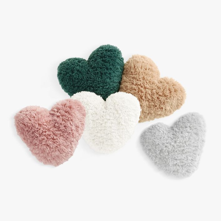Cloud Faux-Fur Heart Pillow | Pottery Barn Teen