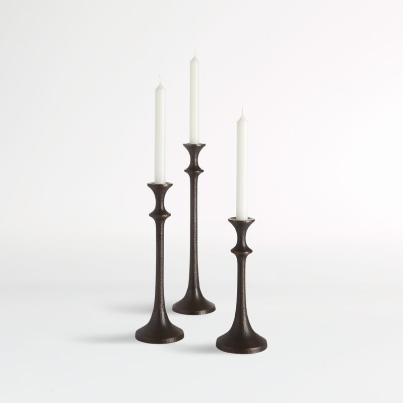 Emmett Bronze Taper Candle Holders | Crate and Barrel | Crate & Barrel