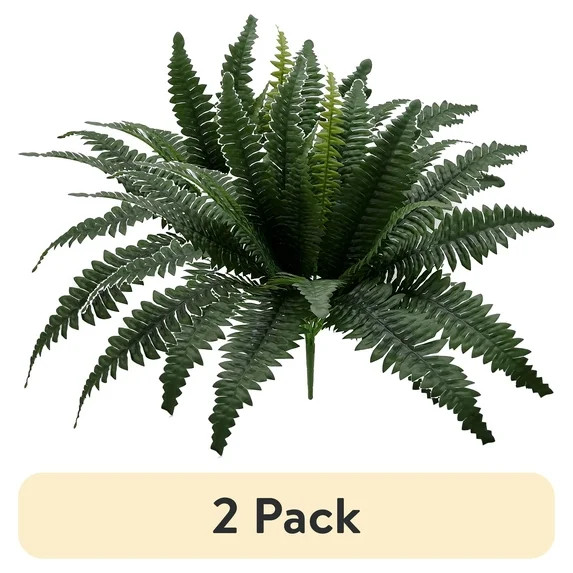 (2 pack) Mainstays 21in Indoor Artificial Plant, Fern Bush, Green Color. Indoor Use. Not in Pot. | Walmart (US)