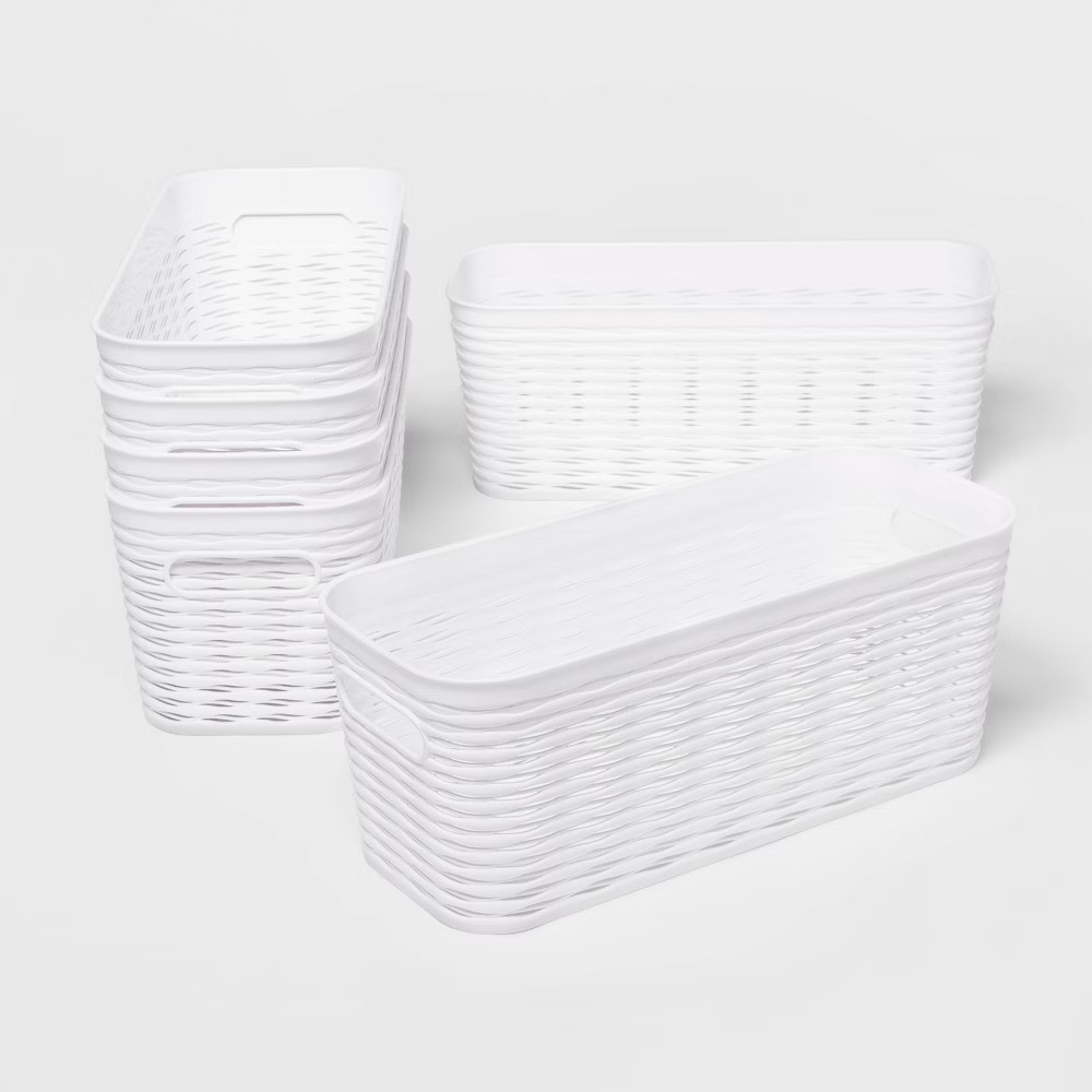 Set of 6 1/2 Medium Storage Baskets White - Room Essentials | Target