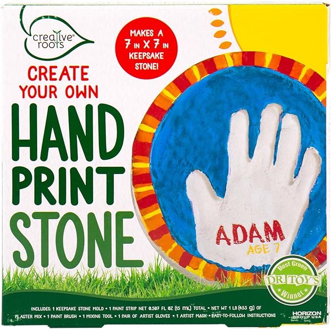 Creative Roots Handprint Stepping Stone, Includes 7-Inch Ceramic Stepping Stone & 6 Vibrant Paint... | Amazon (US)
