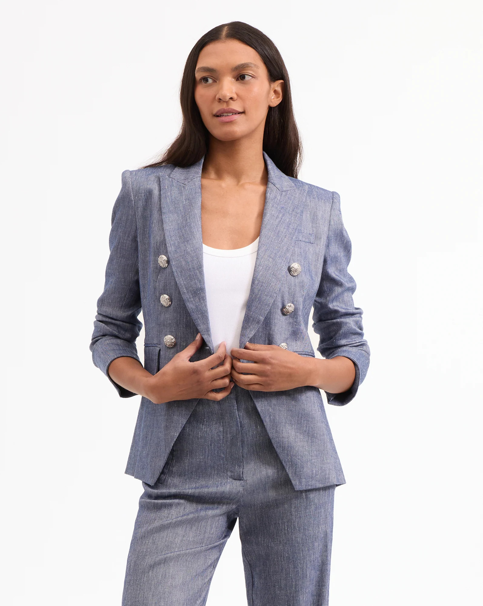 Miller Linen Dickey Jacket in Blue Melange | Veronica Beard | Veronica Beard