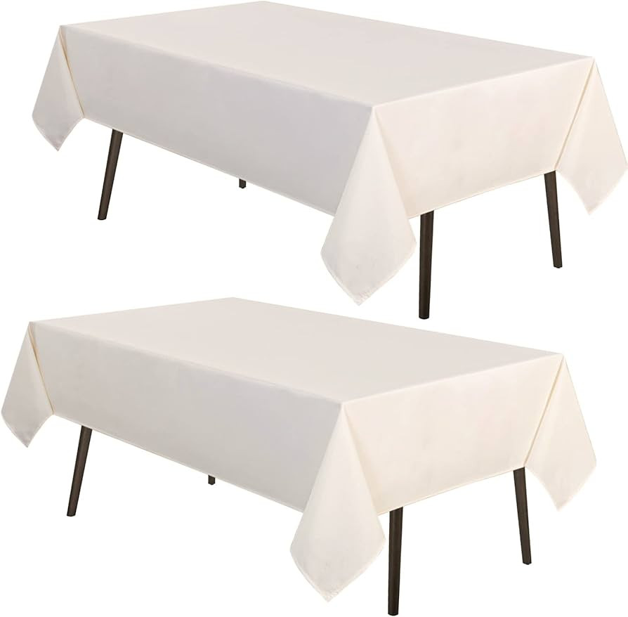 MYSKY HOME 2Pack Beige Tablecloth 60x120 Inch Rectangle Table Cloth for 8 Feet Table- Wrinkle Res... | Amazon (US)