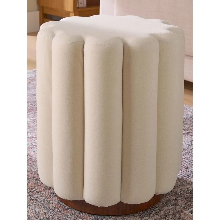 Better Homes & Gardens Lillian Velvet Tufted Ottoman, Cream | Walmart (US)