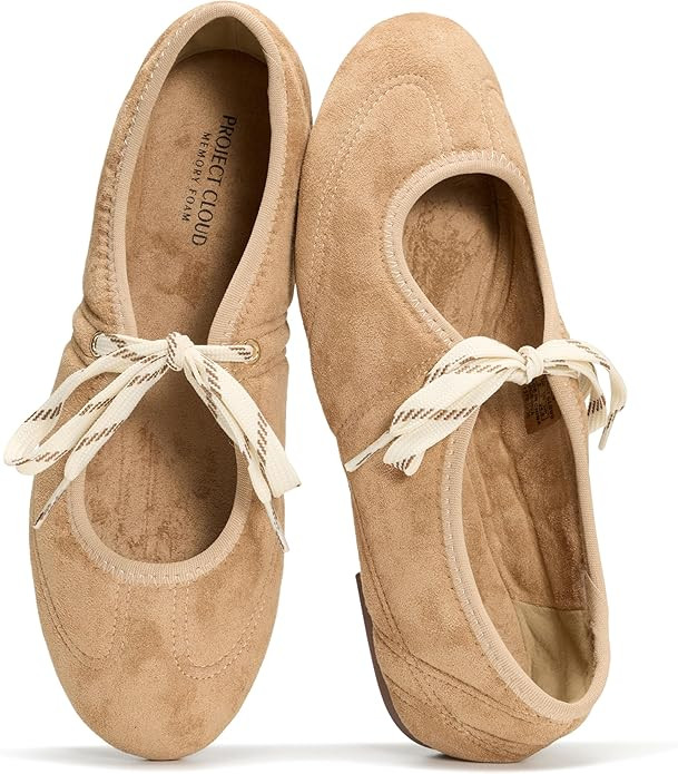 Project Cloud 100% Genuine Leather Mary Jane Shoes Women - Womens Ballet Flats with Memory Foam I... | Amazon (US)