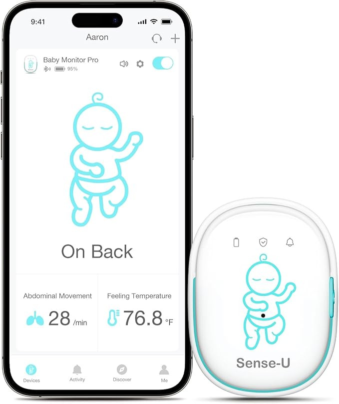 Sense-U Pro Baby Movement Monitor with Arousal Vibration, Movement/Rollover/Overheating Alerts, A... | Amazon (US)
