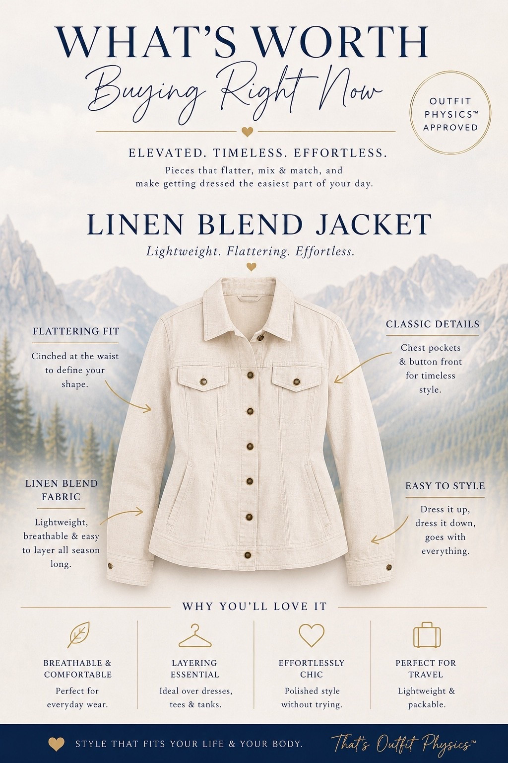 ✨Tap the bell, save and ❤️ for over 40 fashion, midlife style, midsize fashion and luxury looks for less. 

⬇️Sizing information: I have medium (size down if in between sizes.) 

This is the jacket that quietly makes everything else in your closet look more expensive.

If you’ve been searching for that one lightweight layer you’ll actually wear… this is it.

It has the polished look of a structured jacket without feeling stiff or bulky. The linen blend keeps it breathable, the tailored waist creates shape, and it instantly elevates jeans, dresses, linen pants, shorts, and even a simple tee.

This is the kind of piece you’ll reach for all spring, summer, and early fall because it solves the “my outfit needs something” problem in seconds.

✨ Outfit Physics™:
• Defines your waist without feeling tight.
• Adds structure without adding bulk.
• Layers beautifully over dresses and tanks.
• Creates an effortlessly polished silhouette.

I have a feeling this one won’t stay in stock for long.

🤍 Comment JACKET and I’ll send you the link.

👑 Helping you look good, feel good.
Check back daily for belly-friendly style, confidence, and Outfit Physics™.

#linenjacket #linenstyle #summerlayers #wardrobeessentials #capsulewardrobe #over40style #midsizestyle #styleover40 #classicstyle #effortlessstyle #travelstyle #wearmorebuymorewisely #timelessfashion #outfitphysics #shopmylook

#LTKOver40 #LTKMidsize #LTKSaleAlert