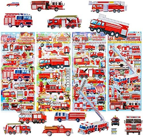 Fire Truck Stickers for Kids Toddlers,3D Puffy Fire Engine Stickers for Boys Girls, Including Fir... | Amazon (US)