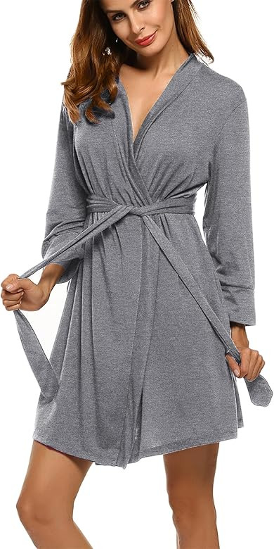 HOTOUCH Womens Robe Lightweight Kimono Robes Short Knit Bathrobe Soft Sleepwear Ladies... | Amazon (US)