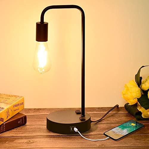 Industrial Touch Control Table Lamp with 2 USB Charging Ports and 2 Power Outlets, 3 Way Dimmable... | Amazon (US)