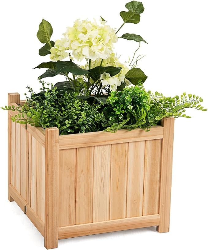 Giantex Raised Garden Bed, Wood Planter for Vegetable Flower, Outdoor Elevated Planting Boxes, Fo... | Amazon (US)