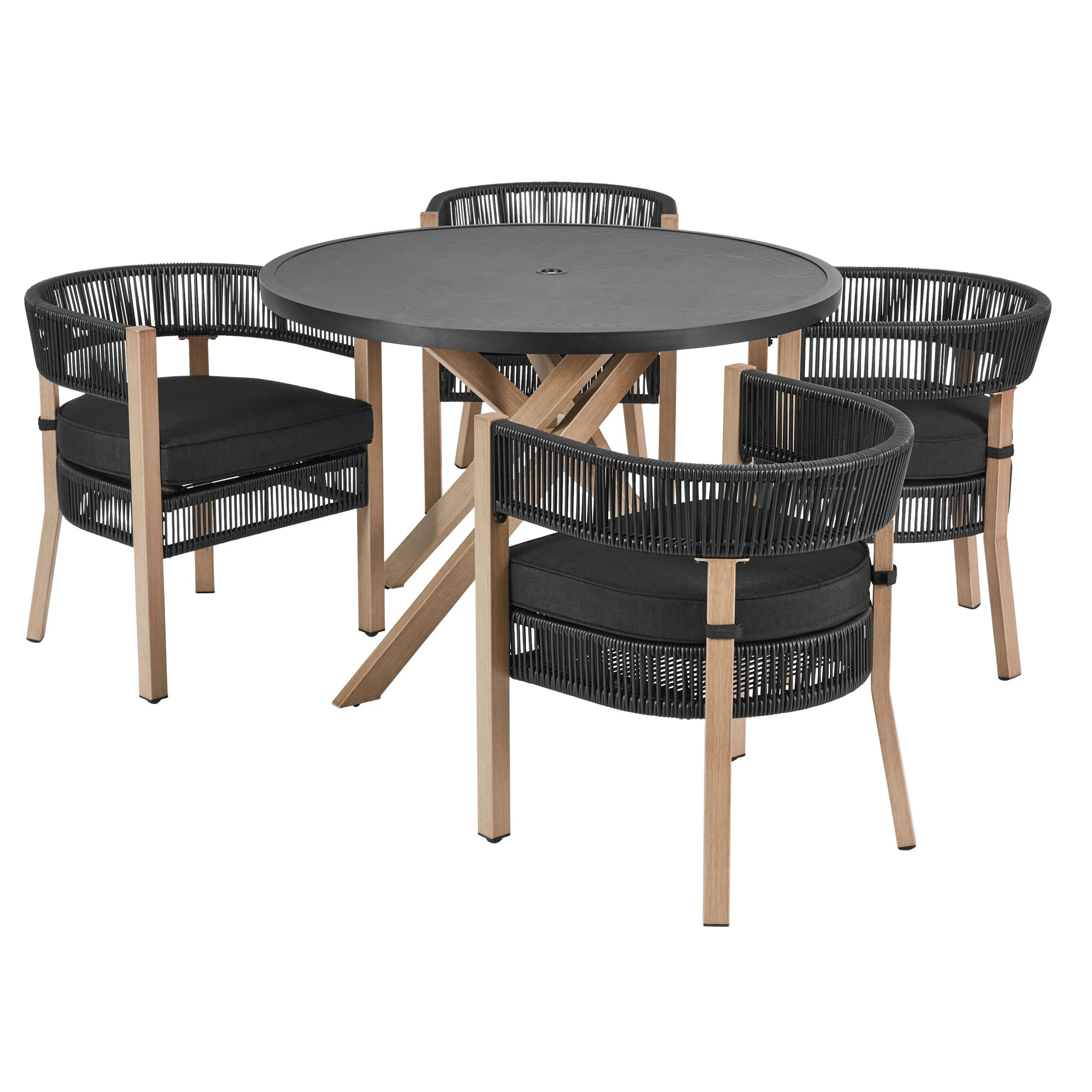 Better Homes & Gardens Tarren 5-Piece Outdoor Dining Set, Black | Walmart (US)