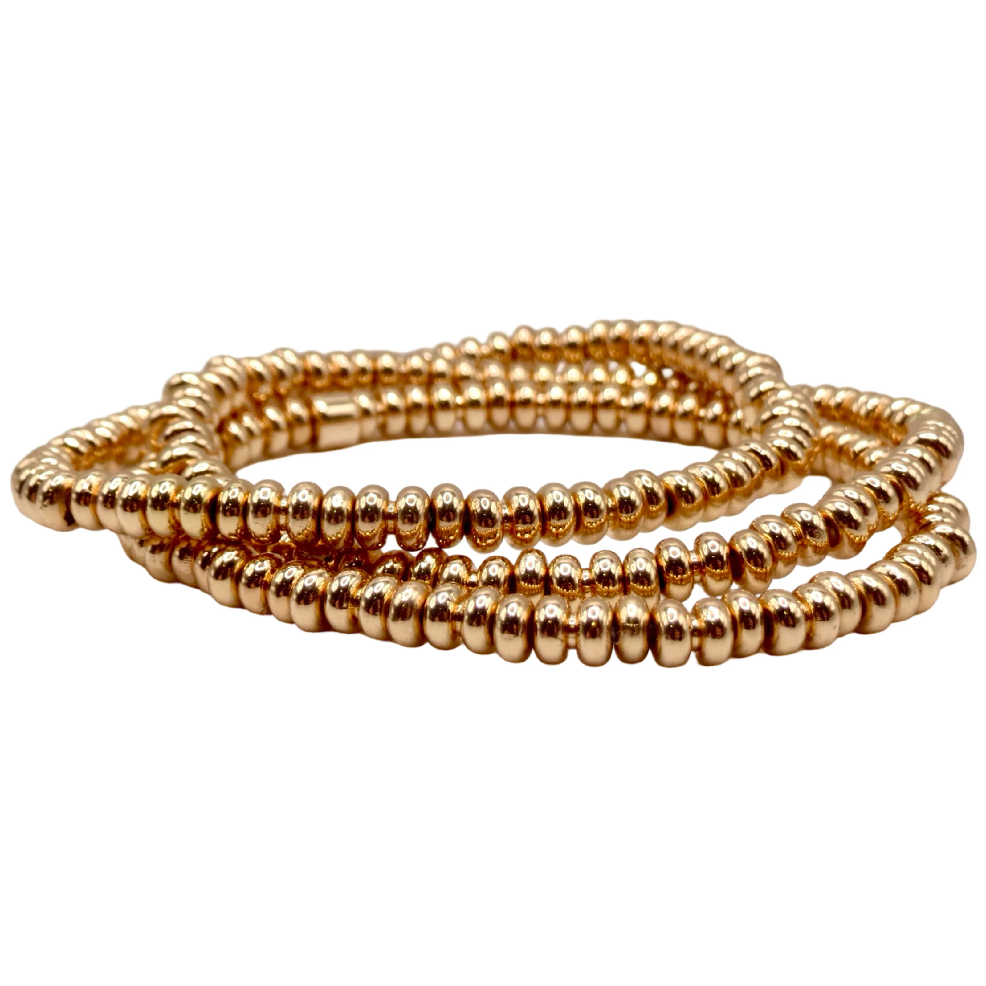 Gold Beaded Circles Stack Bracelets | La Lumiere NY