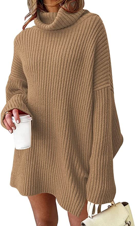 LILLUSORY Womens Turtleneck Oversized Long Batwing Sleeve Fall Sweater 2022 Plus Size Tunic Pullo... | Amazon (US)