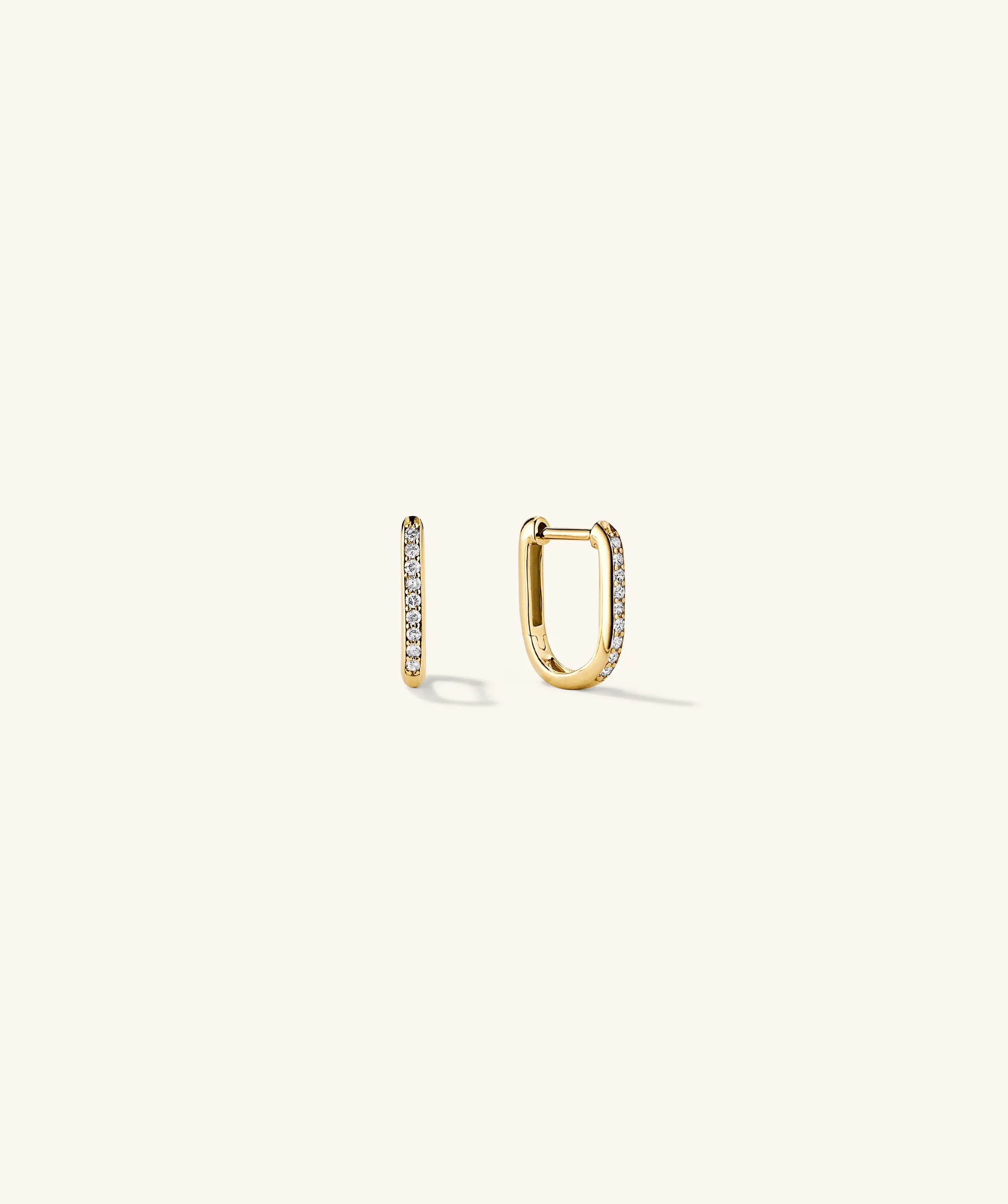 14k Gold Handcrafted Pavé Diamond U Hoop Earrings - Jewelry | Mejuri | Mejuri Fine Crew
