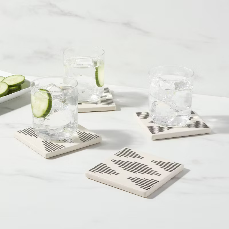 4pk Stoneware Modern Diamond Coasters - Threshold™ | Target