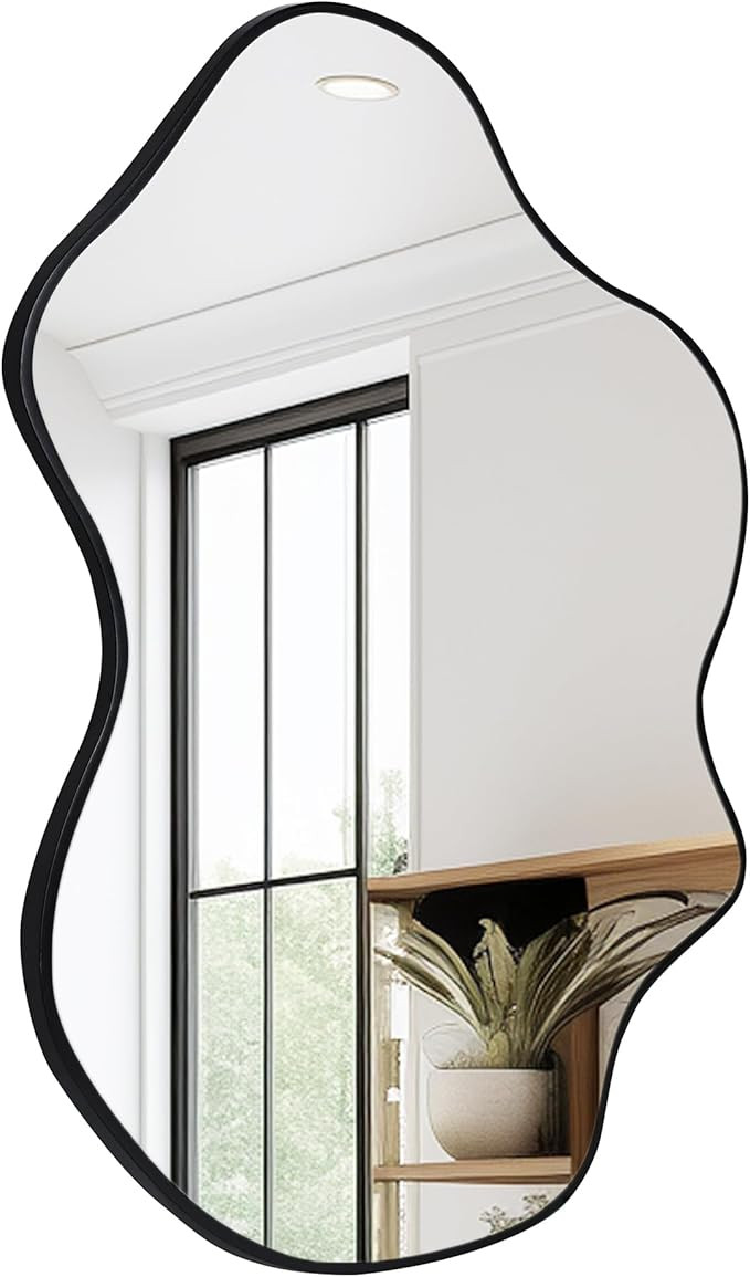 CULER Irregular Black Bathroom Wall Mirror,24 x 36 Inch Asymmetrical Vanity Modern Tempered Glass... | Amazon (US)
