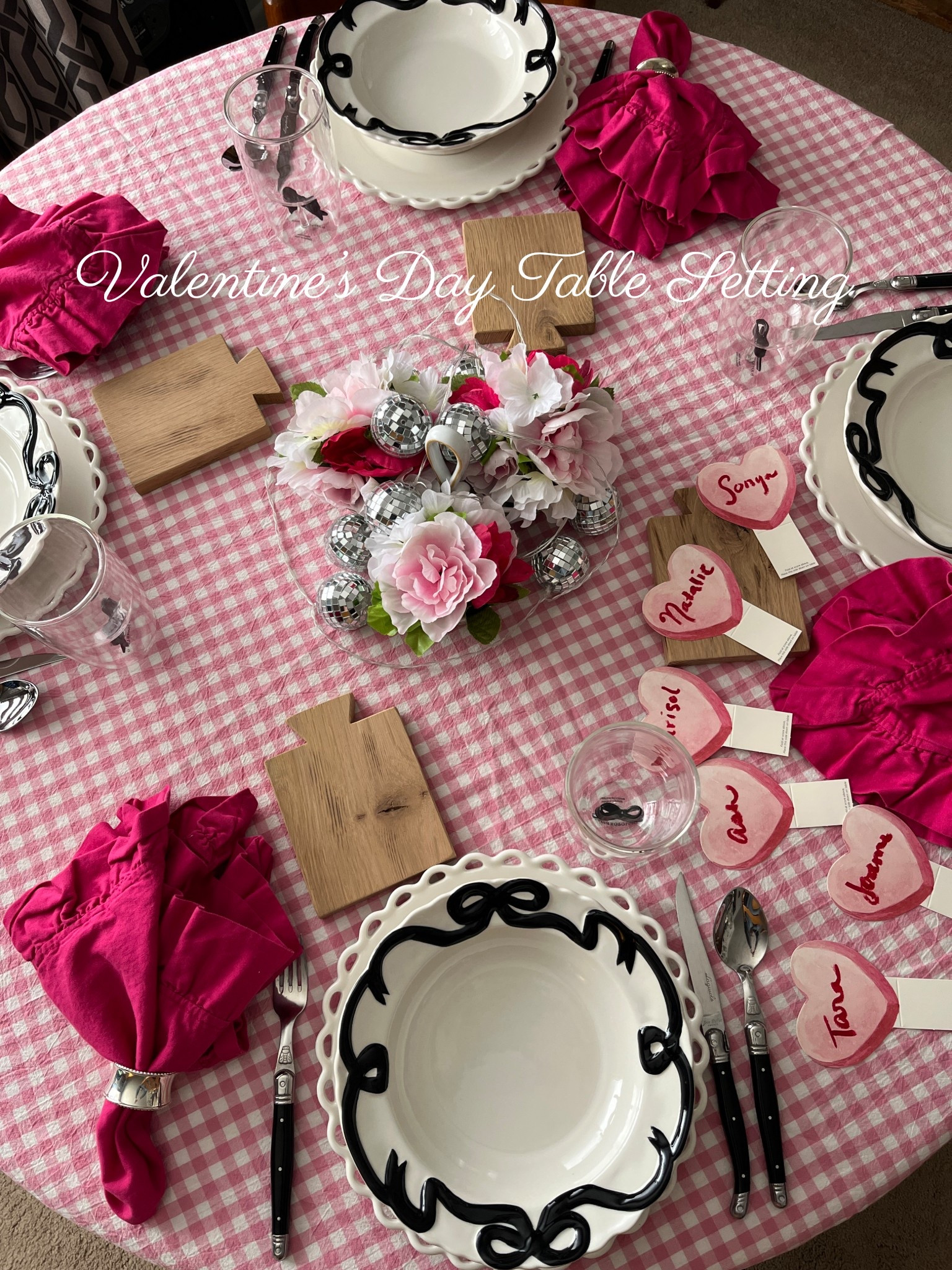 Happy Valentine’s Day! I love this season of pink and bows and all things hearts! This table is a mix of Anthropologie and Amazon and local finds! I used lipstick to write the name cards! So cute, right!? 

#LTKHome #LTKWedding #LTKSeasonal