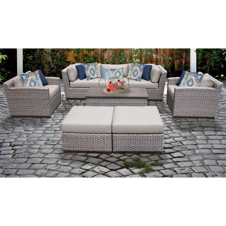 Florence 8pc Outdoor Sectional Seating Group with Cushions - TK Classics | Target
