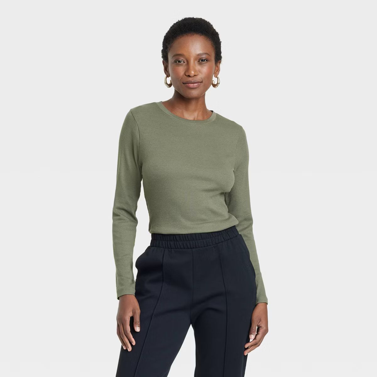 Women's Long Sleeve Ribbed T-Shirt - A New Day™ | Target