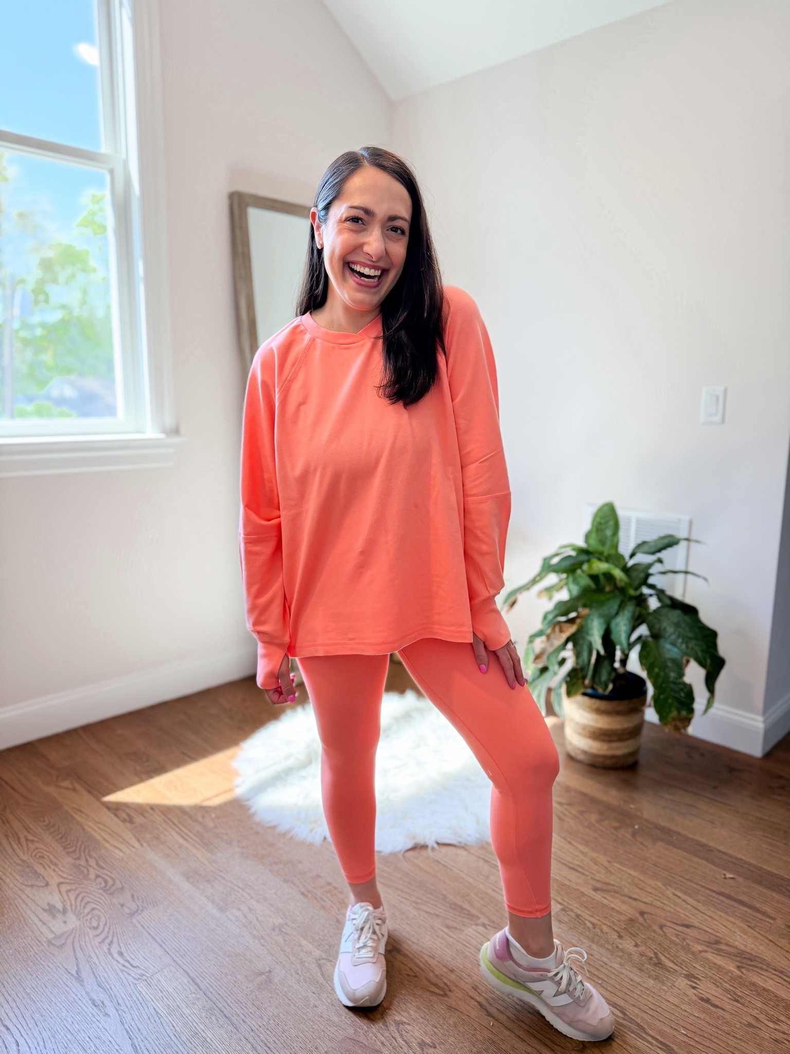 Aerie activewear 
Top: small
Leggings: medium short

#LTKmomlife #LTKPetite #LTKSaleAlert