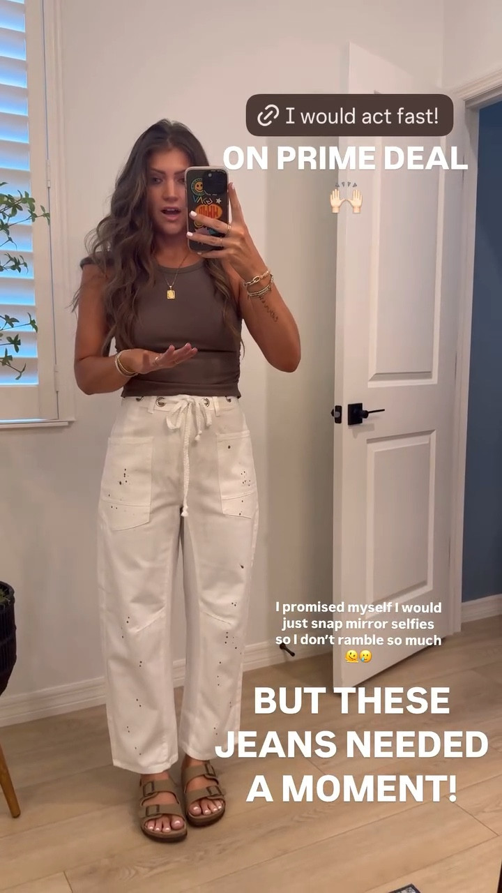 I did the smallest size offered in the jeans. Baggy fit!!! And my fave amazon butter soft tanks ever I wear with everything!!! BUT THESE JEANS NEEDED A MOMENT! ON PRIME DEAL 🙌🏻 I CANT believe this whole outfit is Amazon. It looks $$$$ 