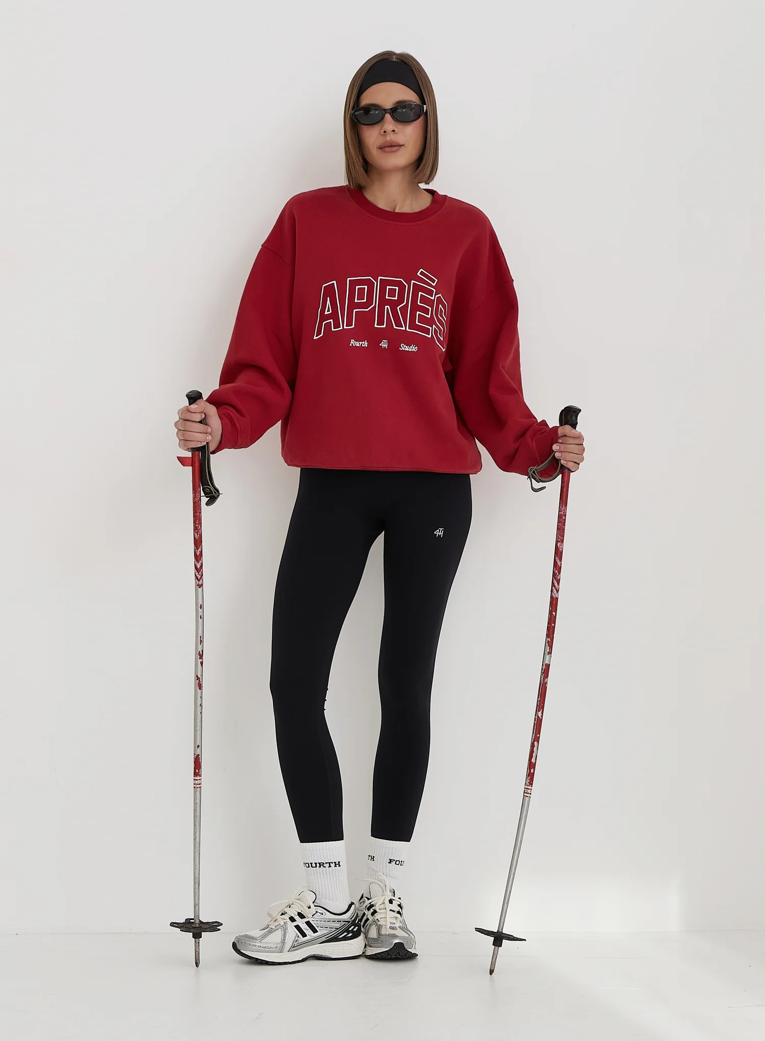 Red Embroidered Apres Slogan Oversized Sweatshirt- Freya | 4th & Reckless