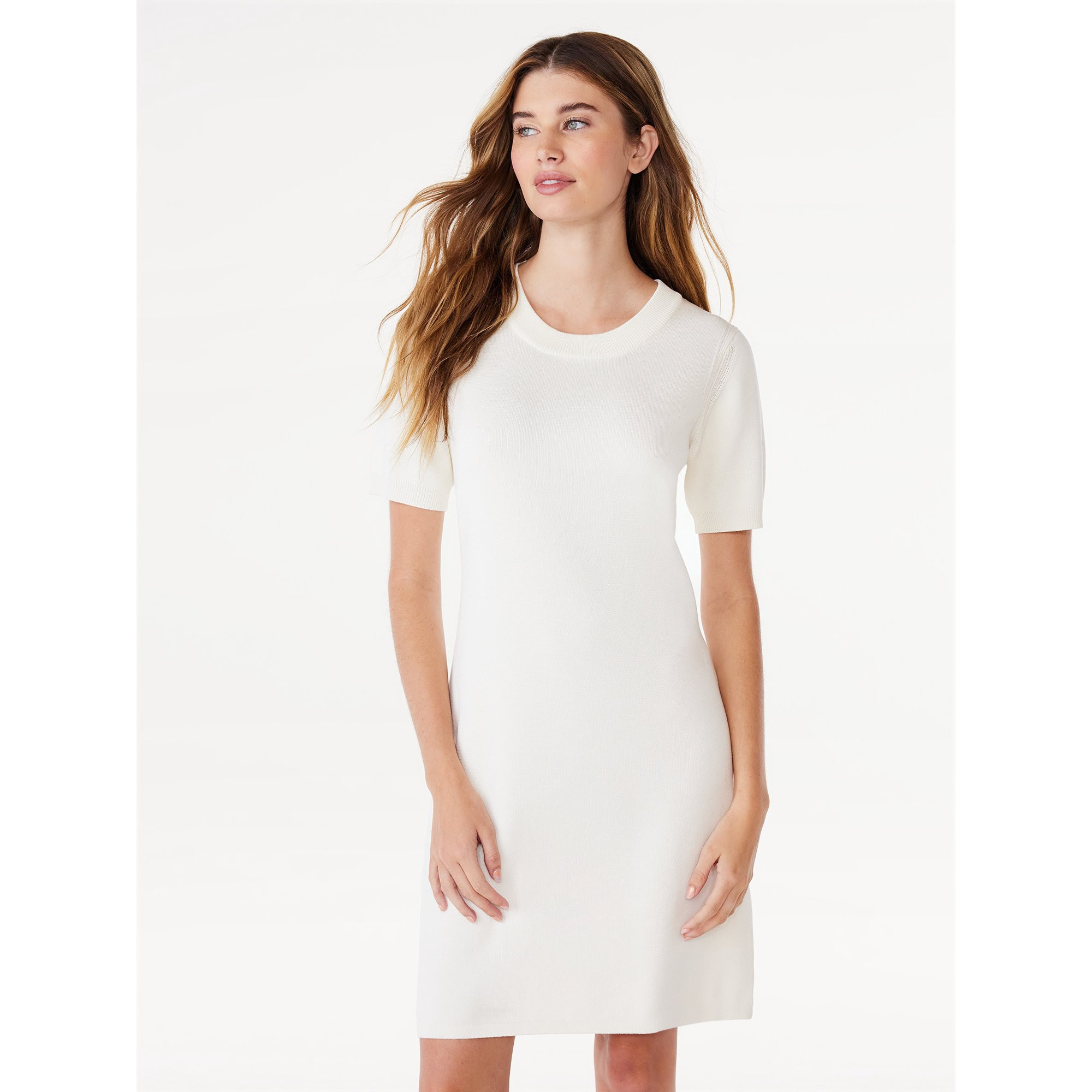 Free Assembly Women's Mini Sweater Dress with Short Sleeves, Sizes XS-XXL | Walmart (US)