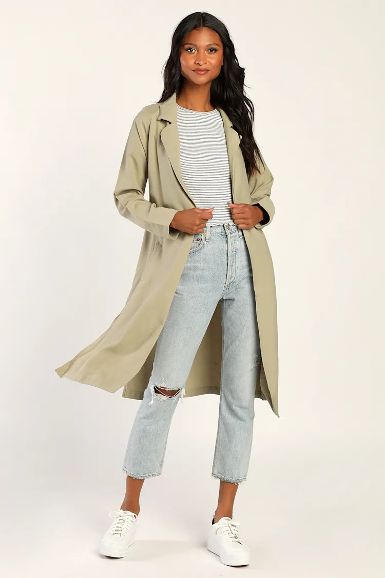 Gwyneth Olive Green Tie-Back Trench Coat | Lulus (US)