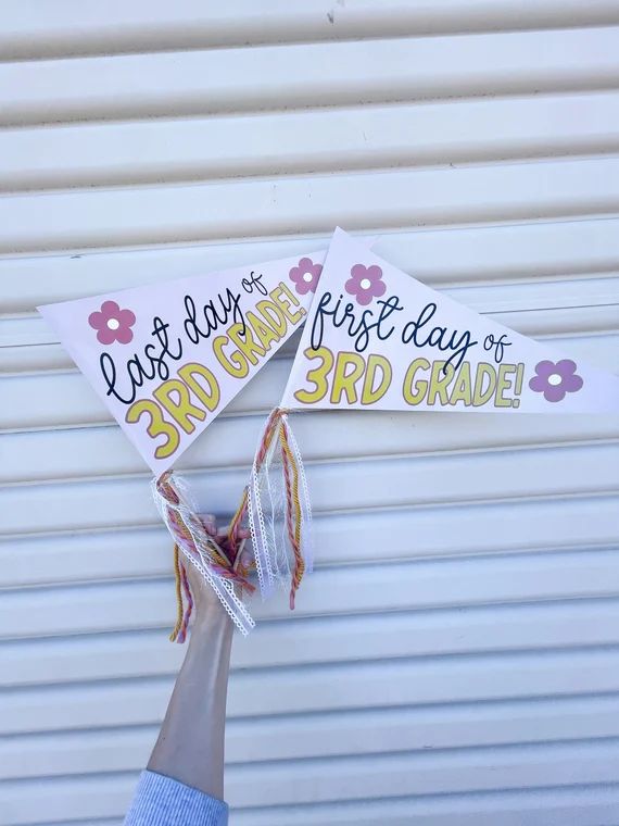 First / Last Day of School Sign - Pennant Flag - Cute Girly Grade School Photo Op Banner | Etsy (US)