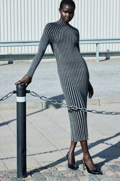 Shimmery Rib-knit Dress | H&M (US + CA)