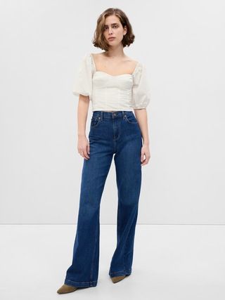 Puff Sleeve Sweetheart Crop Top | Gap (US)