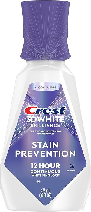 Crest 3D White Brilliance Stain Prevention Mouthwash/Rinse 473 mL- 12-Hour Stain Prevention, Alco... | Amazon (US)