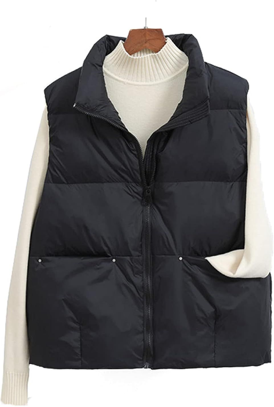 COWOKA Women's Lightweight Casual Thicken Puffer Vest Sleeveless Stand Collar Jacket Coat | Amazon (US)
