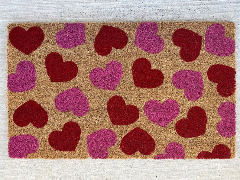 Hearts Doormat Valentines Day Doormat Valentines Mat Red | Etsy | Etsy (US)