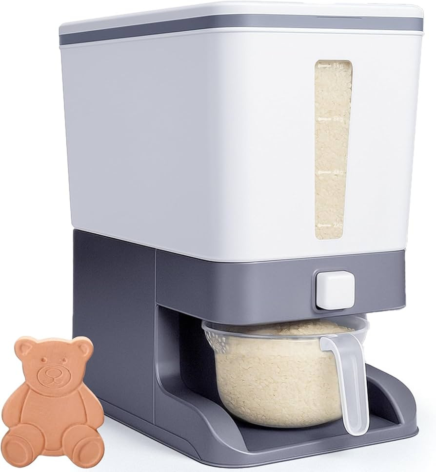 Mity rain Rice Dispenser 20-25 Lbs with Moisture Absorbing Clay, Rice Storage Container with Meas... | Amazon (US)
