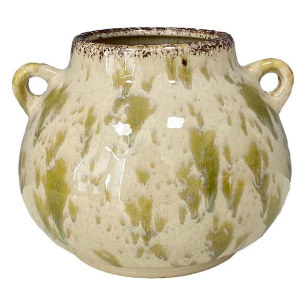 Splotch Ceramic Vase With Handles, 8", Green, sold by At Home | At Home