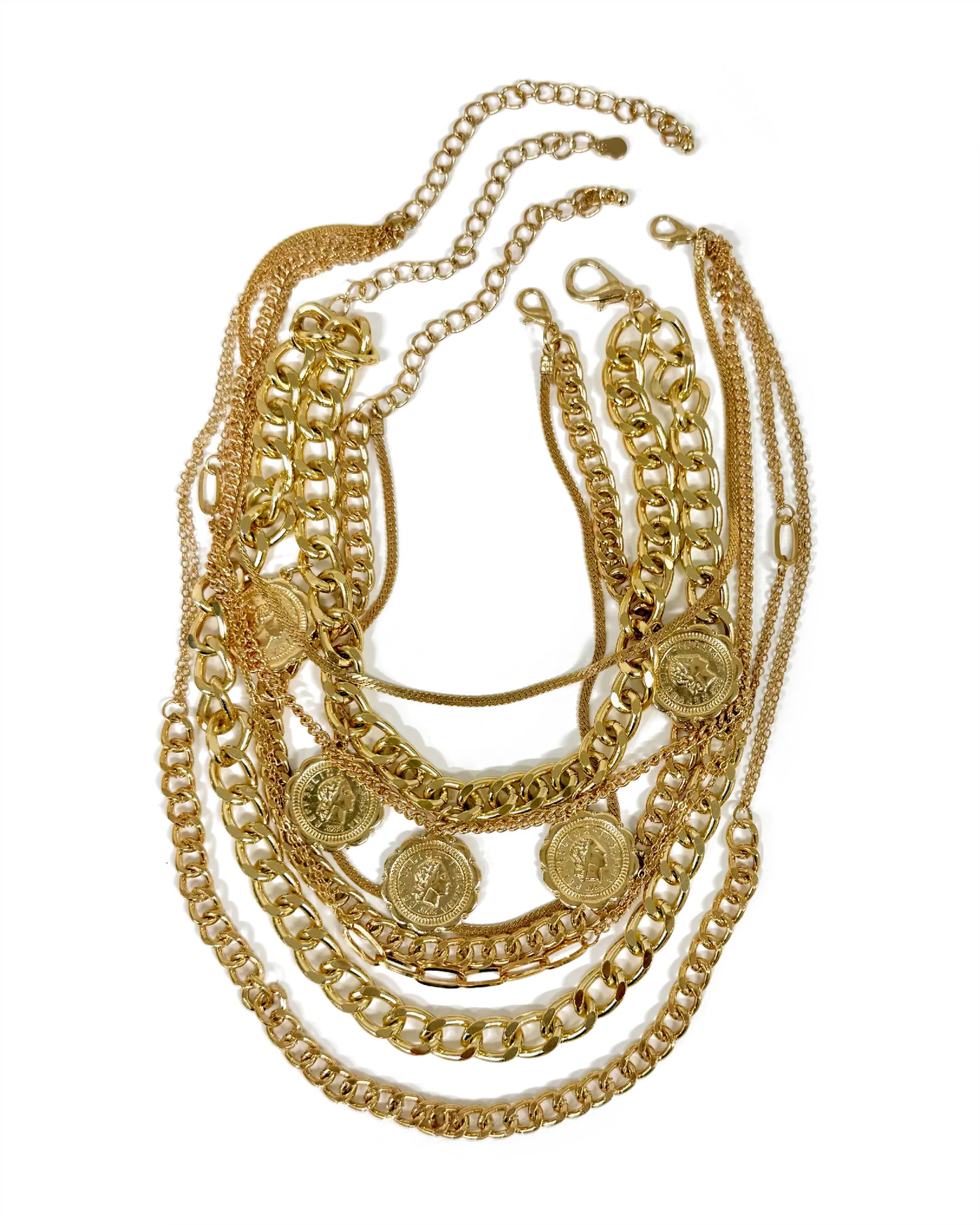 Layered Coin Chain Necklace - Gold | Boston Proper | Boston Proper