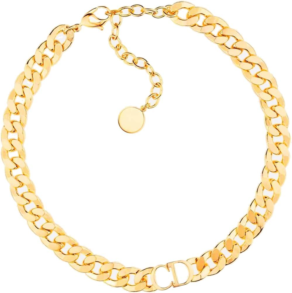 Cuban Link Chain For Women 18k Gold Miami Link Chain Thick Cuban Choker Necklace Hip Hop Jewelry (wi | Amazon (US)