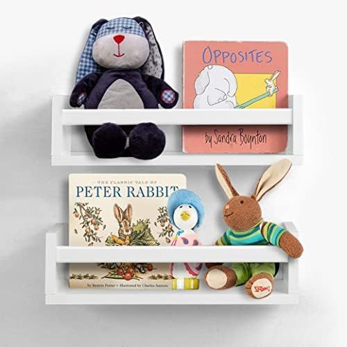 Set of 2 Classic White Floating Shelves, Farmhouse Nursery Book Shelves Wall, Floating Shelves Wh... | Amazon (US)