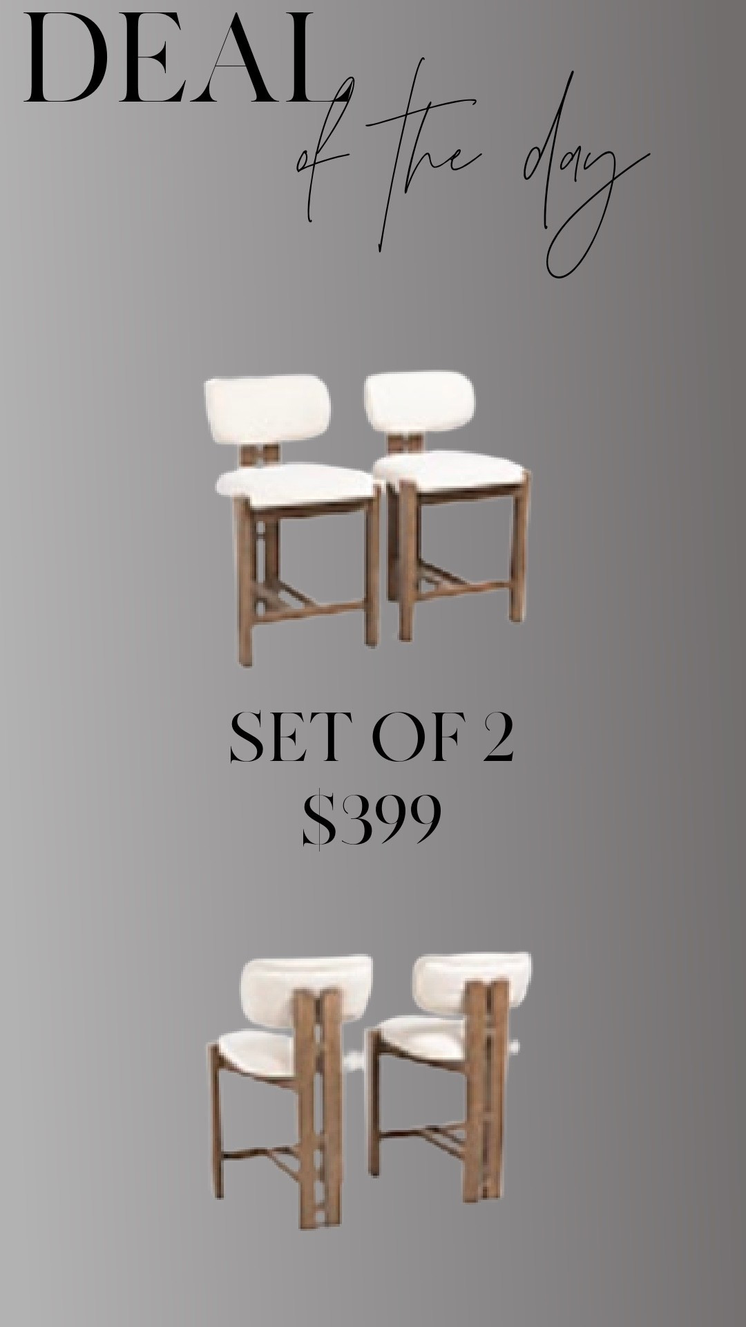 Deal of the day 🤍
A set of two counter stools for $399 — warm wood, creamy upholstery, and that timeless, high-end look I’m always drawn to. These feel very designer-inspired and are such a good option if you’re furnishing a kitchen or bar area without blowing the budget.

Linked here while the price is still live.

#LTKHome #LTKSaleAlert