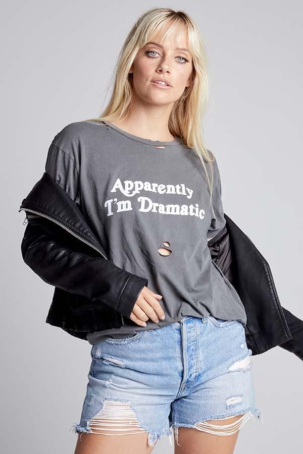 APPARENTLY I'M DRAMATIC™ DESTRUCTED TEE | LULUSIMONSTUDIO