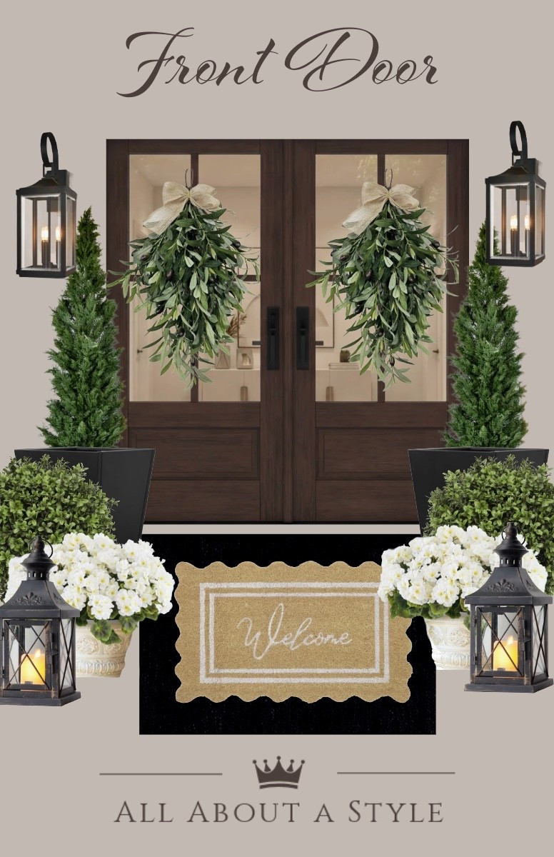 Elevating the entryway with timeless greenery, warm lantern glow, and those refined details that make home feel effortlessly luxe.

A beautiful front door moment sets the tone before anyone even steps inside. 

Tap to shop my curated favoriteszb

#LTKhome #LTKstyle #FrontDoorDecor #LuxuryHomeDecor #ElevatedLiving #HomeInspo #EntrywayStyle #LuxeDecor #ClassicHomeStyle #CozyLuxury #LanternDecor #GreeneryDecor #HomeStyling #NeutralHomeDecor #LTKfinds